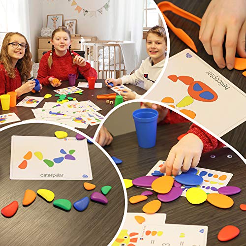 Colorful Educational Stones Stacking And Sorting Stone Set With Activity Cards Colorful Set With Storage Case 70Pcs Educational Toy For Kids Great For Preschool Learning Toy For School And Home #TOP6