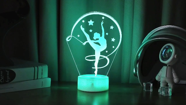 Image of OkiyiD Gymnastics Stuff Gifts for Girls,Artistic Gymnastics 3D Night Light Illusion Lamp for Kids Women Friends Coach Gymnast Birthday Christmas Gifts,16 Colors Lighting with Remote