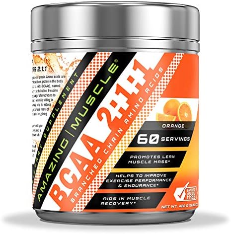 Amazing Muscle BCAA - Aminoácidos de cadena ramificada 211 - 6,000 mg - Promueve los músculos magros - Apoya la recuperación muscular más rápida -