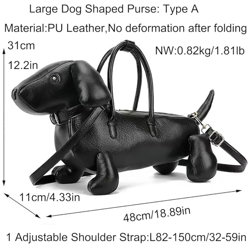 Image of Women PU Leather Unique Novelty Dog Shaped Crossbody Shoulder Bag Handbag Purse