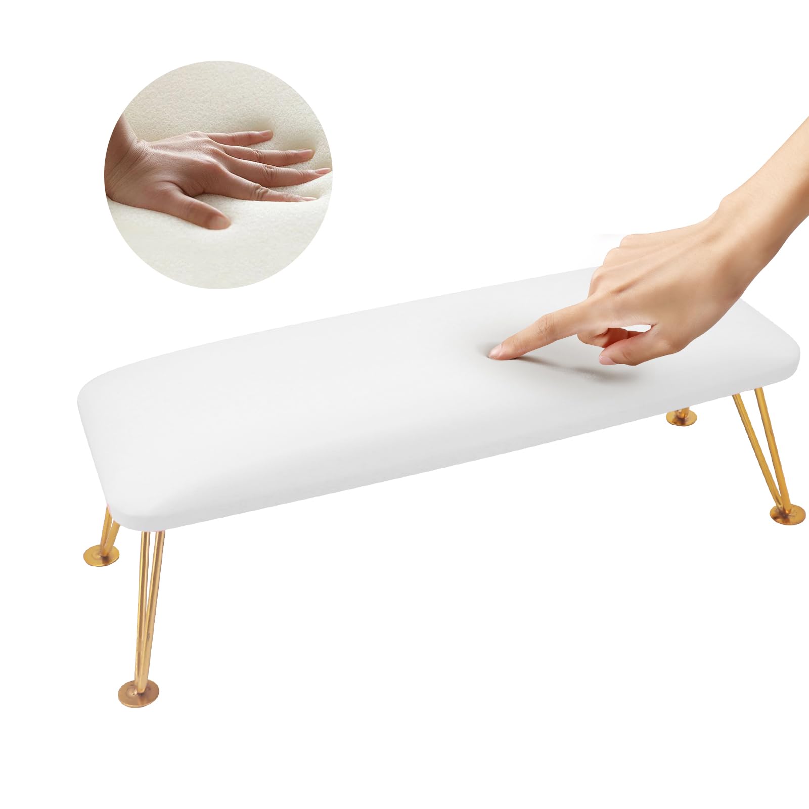 Cuscino per unghie, in pelle PU, per unghie, professionale, adatto per nail art, adatto per chiodi, cornici per unghie, tavoli tecnici, nail art, tavoli antiscivolo in pelle (bianco)