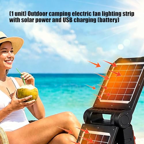 Ventilador compacto solar con carga USB y lámpara colgante de montaña 6