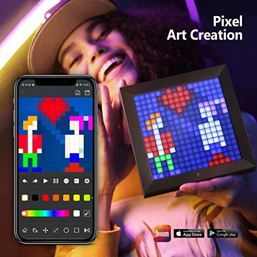 Cornice Divoom Pixoo Digital Pixel Art con schermo LED da 8.6 pollici, controllo interattivo delle app per cellulare, creazione di pixel art personalizzati
