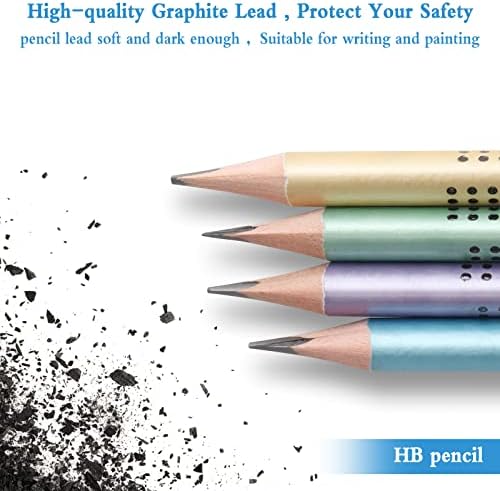 Yuehuabao 24Pcs HB Pencil Non-Slip, Multicolor Wood Pencil with Eraser Wooden Lead Pencils, HB Pencils Set with 2 PCS Pencil Sharpener for Children Student Kid Writing Drawing