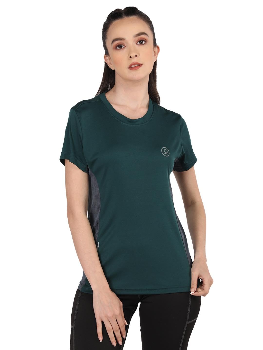 Women's Polyester Dry Fit Solid Quick Dry Sports Half Sleeve Regular Fit Active Wear Gym Tshirt Round Crew Neck Breathable Side Mesh Panels for Running Workout and Fitness