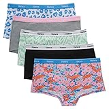 Hanes Girls' Little Hipsters, Moisture-Wicking Cotton Stretch Underwear, 5-Pack, Boyshorts-Blue/Pink/Green Assorted