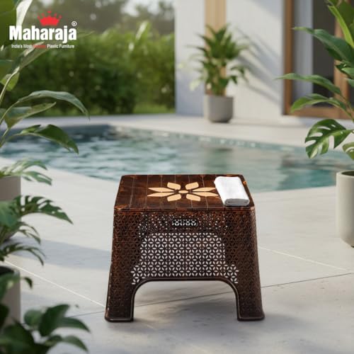 Image of MAHARAJA Plastic Coffee Table for Home & Office, DIY Assembly,(Teakwood,Set of 1)