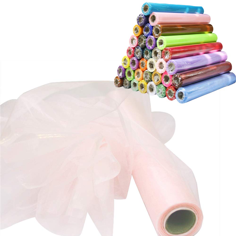 Time to Sparkle 2PCS 26M x 29cm Sheer Organza Roll Sash Fabric Table Runner Sashes Chair Cover Bows Swags Wedding Party (Powder Pink) - Image 3