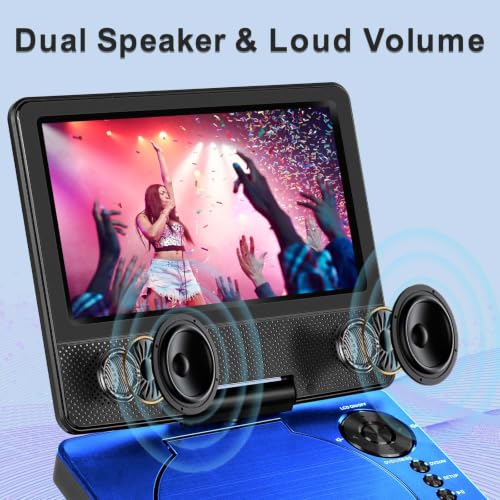 Image of HOPYOP 9 inch Portable DVD Player for Car & Kids with 7 inch Swivel Screen, Blue