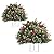 HiBean Outdoor Christmas Tree Frosted Urn Filler 2 Set with 50 Lights, Battery Operated Pre-lit Artificial Flocked Xmas Tree with Cones & Red Berries, Small Christmas Tree for Porch & Yard (White)