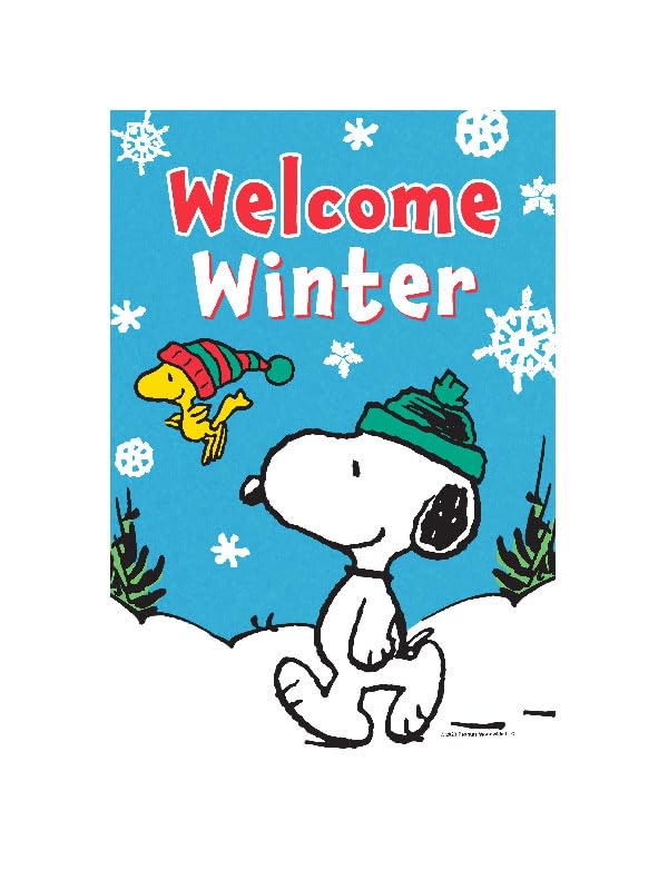 Flagology.com, PEANUTS® Snoopy and Woodstock Winter Stroll – Garden Flag 12.5" x 18", Outdoor Flag, Exclusive Premium Fabric, Officially Licensed PEANUTS®, Winter
