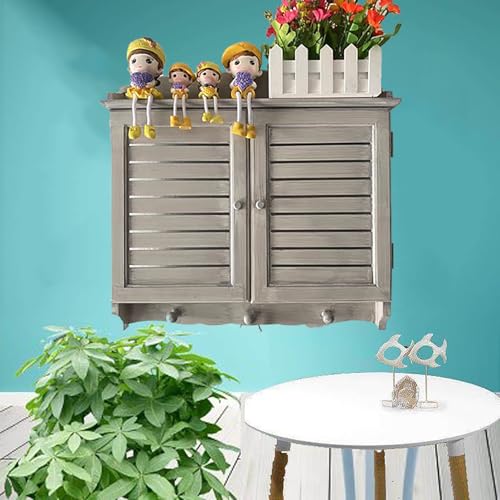 EXCLURA Tapa Cuadro Electrico Cubierta de Madera con Rejillas para Armario Eléctrico, Embellecedor Decorativo Ventilado para Ocultar la Caja de Fusibles(Gray,43x52CM-16.9x20.5)
