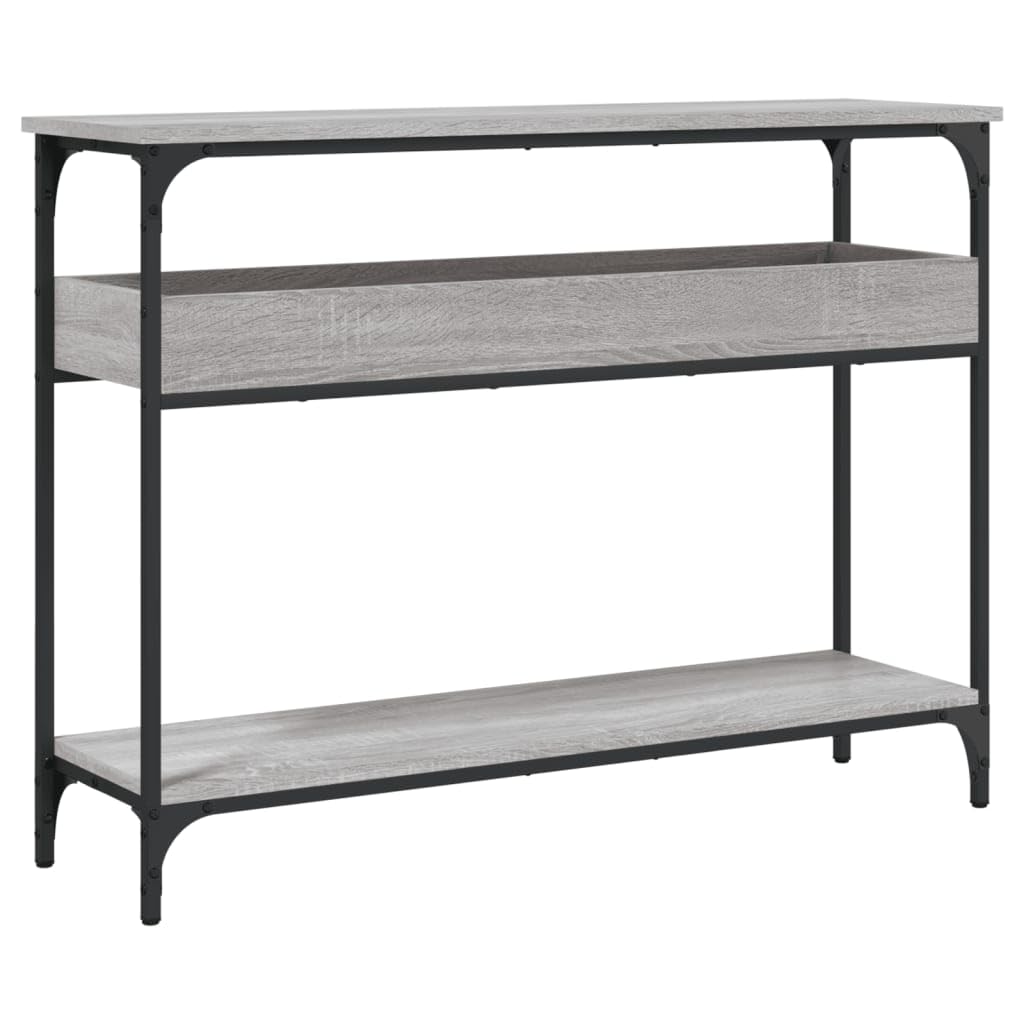 Tavolo consolle con ripiano, grigio Sonoma, 100 x 29 x 75 cm, in