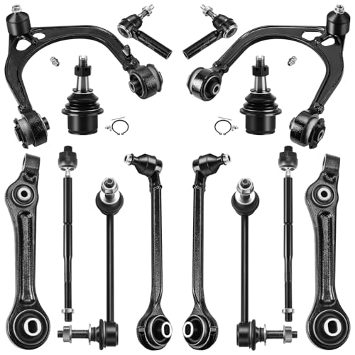 14pcs Front Suspension Kit Compatible with RWD 05-2010 Chrysler 300, 08-2010 Dodge Challenger, 06-2010 Charger, 05-2008 Magnum, Lower & Upper Control Arms Ball Joints Inner Outer Tie Rods Sway Bars
