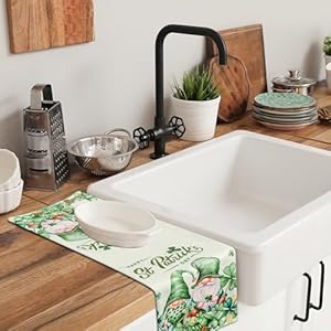 St Patricks Day Kitchen Towels 2 Pack Green Shamrock Absorbent Hand Towels 157 x 236 Inch Funny Gnomes Dish Towels for Kitchen Decor Housewarming Gifts