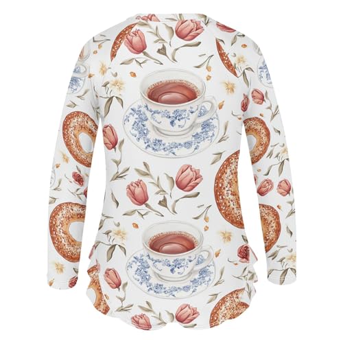 Bagel and Tea Girls Swimsuit One Piece Rash Guard Girls' Swimwear Long Sleeve Swimsuits for Girl Size 3-12T3