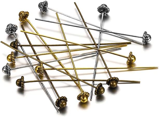 20pcs 50mm Gold Flower Head Pins for Jewelry Making DIY Beads Ball Pins Needles Findings Women Jewelry Accessories Headpin (3Ancient Gold) image 4