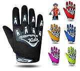 GEARX Kinder-Fahrradhandschuhe für BMX, Mountainbike, Motocross, Enduro, Paintball, ATV, Quad, Kart, Wandern, Schwarz, M