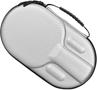Entgoinggo Bolsa de almacenamiento rígida EVA para raquetas de tenis de mesa, gran capacidad, caja de almacenamiento con asa para 2 raquetas de nieve, 4 bolas (plateada)