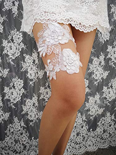 Yurong Bridal Rose Style Garter Set Wedding Stretch Garter Set G44 (Silver) #TOP2