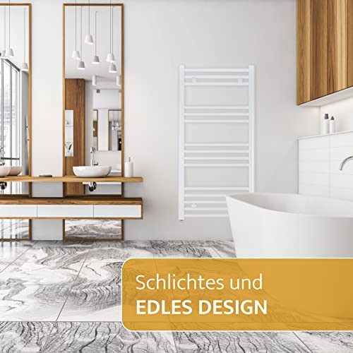 anapont elektrischer Badheizkörper mit Raumtemperaturregelung 1600h x 500b, weiß - Handtuchheizkörper mit Thermostat - Timer-Funktion - Badheizung elektrisch - Handtuchheizung - Made in Germany