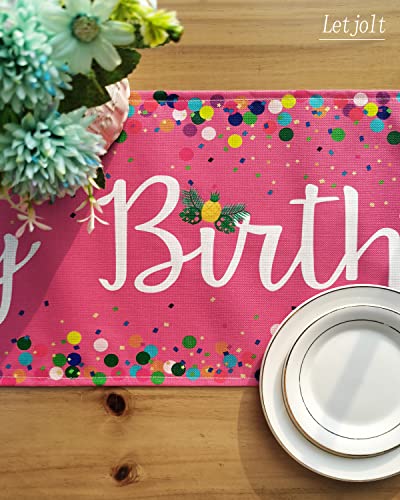 Letjolt Happy Birthday Table Runner 72 Inches Sweet Girl Birthday Party Table Decor Pink Table Runner thumb #3