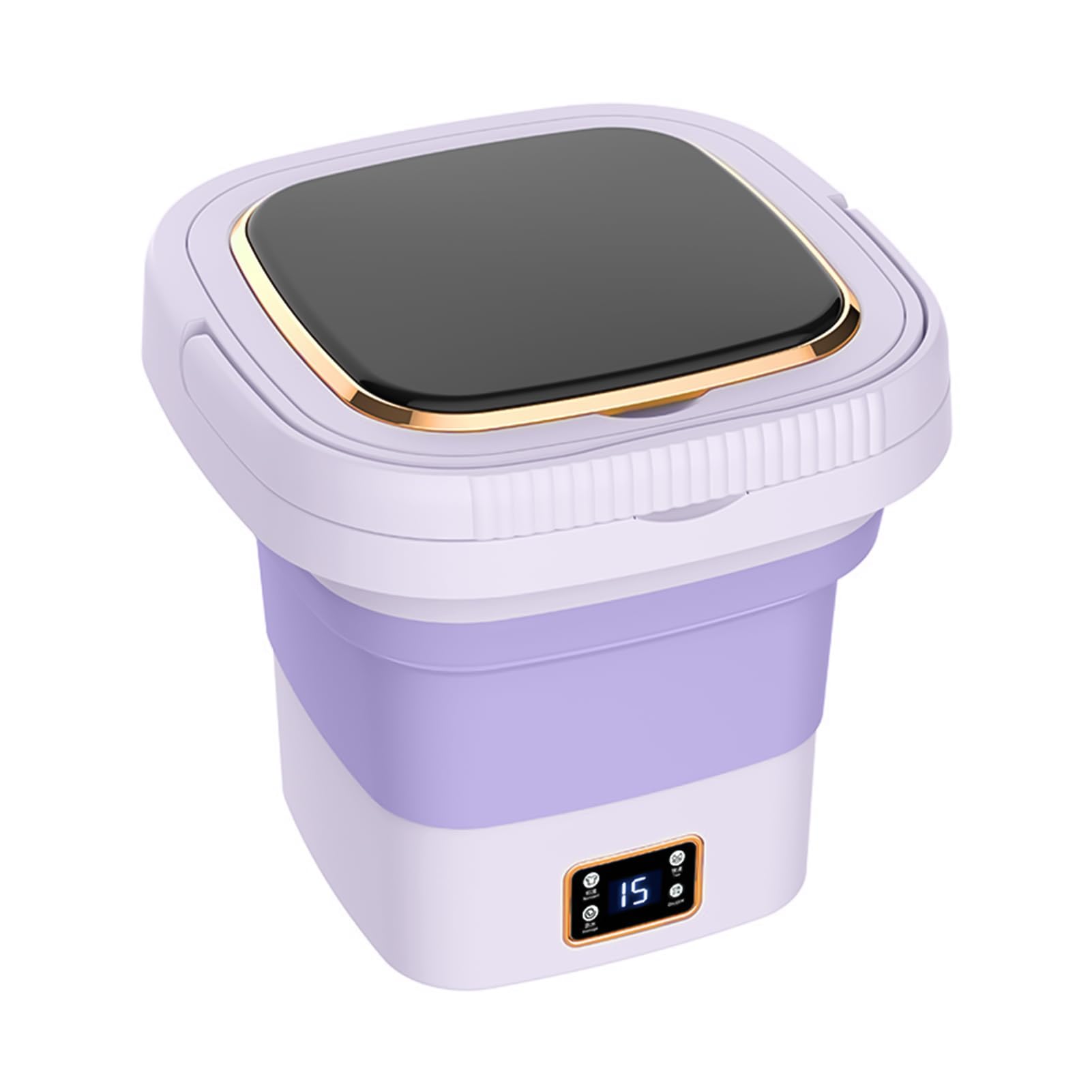 Lavadora Plegable, Lavadora Plegable de 9L de Gran Capacidad con Cubo Secador Giratorio de Ropa para Apartamento, Dormitorio, Camping, Viajes en Autocaravana(Purple)
