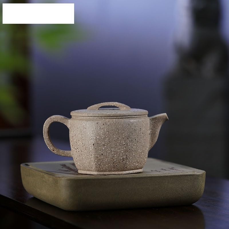 Teiere Teiera in Argilla Viola da 270 ml Teiera Fatta a Mano di Grosso Calibro Pentola di Minerale Grezzo Sabbia Grossolana Segmento di Giada Bianca Bollitore di Fango tè Zisha Teiera