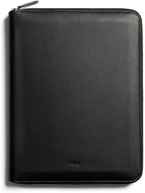 Bellroy Work Folio A4 (Premium Leather Portfolio, Zipper Closure, Organizers A4 Notebooks, Pens, Phone, Cards & More) - Black