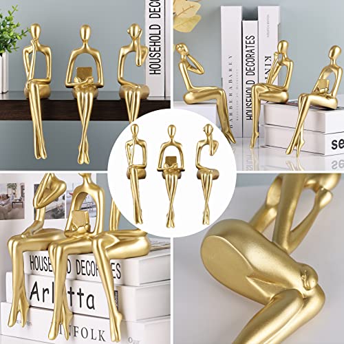 Shengtian Resin Thinker Style Gold Decor Sitting Thinker Statue Abstract Sculpture, Bookshelf Decor Accents Resin Collectible Figurines For Home Office Living Room Table Desktop Decor (Bcd) #TOP3