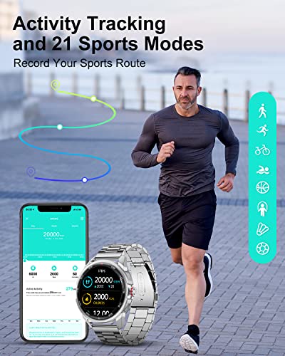 Lige Smart Watch For Men Sliver, 1.32'' Hd Full Touch Screen Fitness Tracker With Heart Rate Blood Pressure Sleep Monitor, 20+ Sport Modes Ip68 Waterproof Stainless Steel Smartwatches For Andriod Ios #TOP7