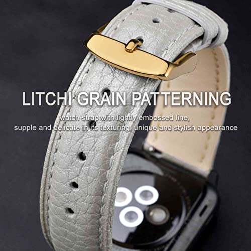 Image of ANNEFIT Watch Band 22mm, Quick Release Textured Padded Leather Straps with Gold Buckle for Men and Women (Silver)