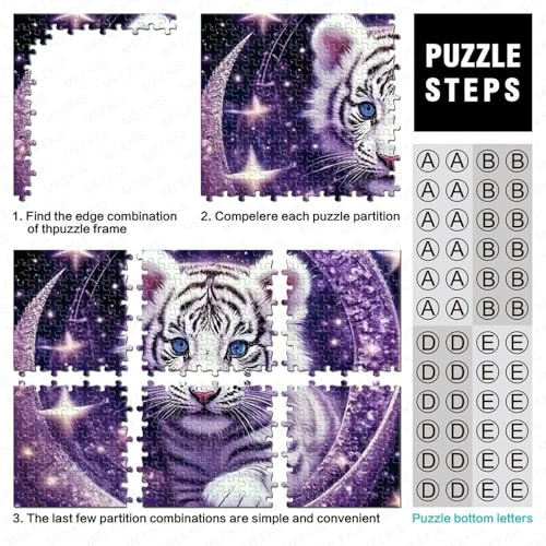 Rompecabezas imposible White Cub de 1000 piezas, desafío morado estrellado de 70x50 cm 4