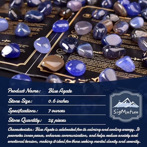 Image of Blue Agate Healing Crystal Stone Set - 24 Pieces, 0.6 inch Natural & Polished Stones for Healing, Meditation, Reiki, Chakra, Crafting & Decoration