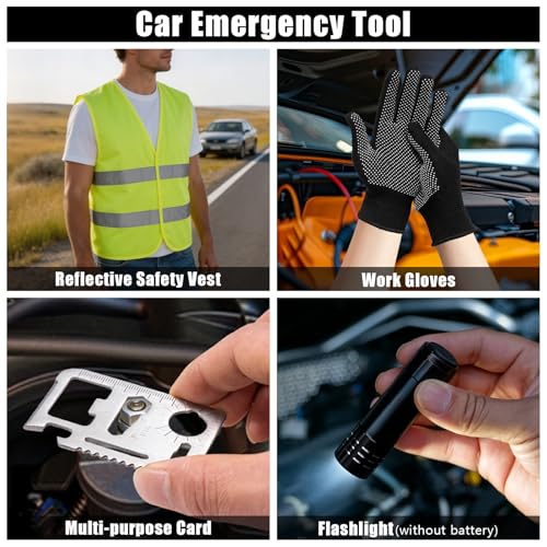 Kit de emergencia vial portátil para auto negro miniatura 7