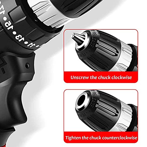 DZX Akku-Bohrschrauber, Schlagbohrer, 16,8-V-Akku-Treiber 25 + 3 Drehmomenteinstellung mit LED-Licht Multifunktions-Elektroschrauber 2-Gang-Akku, zum Bohren, Schrauben, – Bild 4