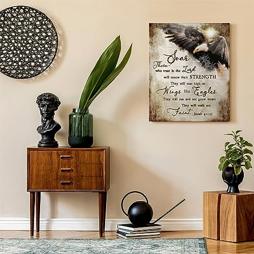 Luslya Bald Eagle Christian Canvas Wall Art Motivational Quotes Eagle Painting Wall Decor Framed Posters Home For Living Room Bedroom Bathroom Decoration 12X16 Inch thumb #4