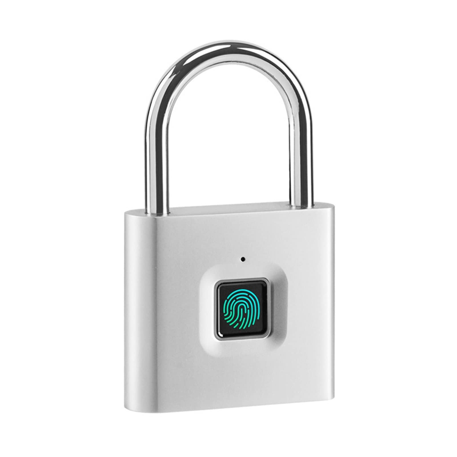 Kjueq 10 Finger Silver Smart Lock, Tuya Smart Fingerprint Padlock Home Security Anti-Theft Waterproof Remote Control Battery Power Usb Keyless Door Lock