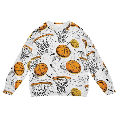 JUNZAN Cartoon Basketballs Big Girls Hooded Sweatshirt Long Sleeve Tops Clothing Shirts Party 4T
