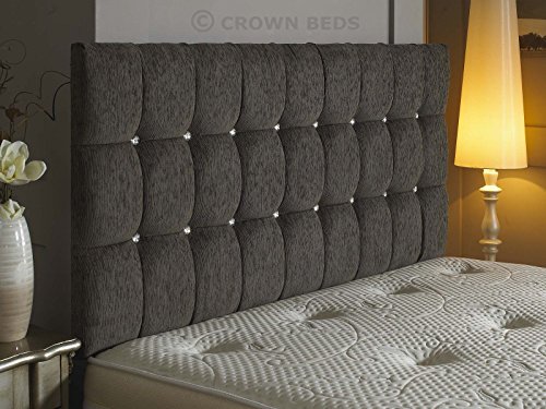 Tête de lit Omega en chenille, pour lit simple de 46, 90, 120, 137, 150, 180 cm., gris, 121 cm Double