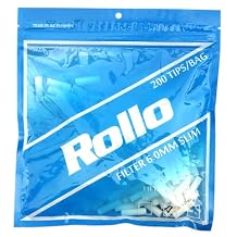 Rollo Slim Filters 6mm x 20mm 200 Count Pack of Long Filter Tips for Clean Draw Compact Natural Accessory for Hand Rolling