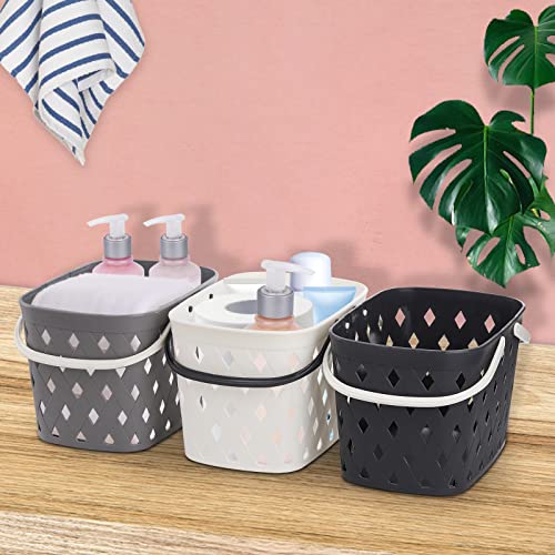 Hacaroa 3 Pack Portable Shower Caddy With Handles, Plastic Tote Storage Basket Toiletry Organizer Bin For Holding Soap, Shampoo, Cosmetics, Bathroom, College Dorm, Kitchen, Camp, Gym, 3 Colors #TOP5