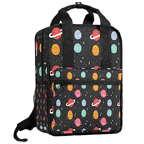 Sac à dos motif planètes pour garçons et filles - Cartable scolaire multicolore 35cm