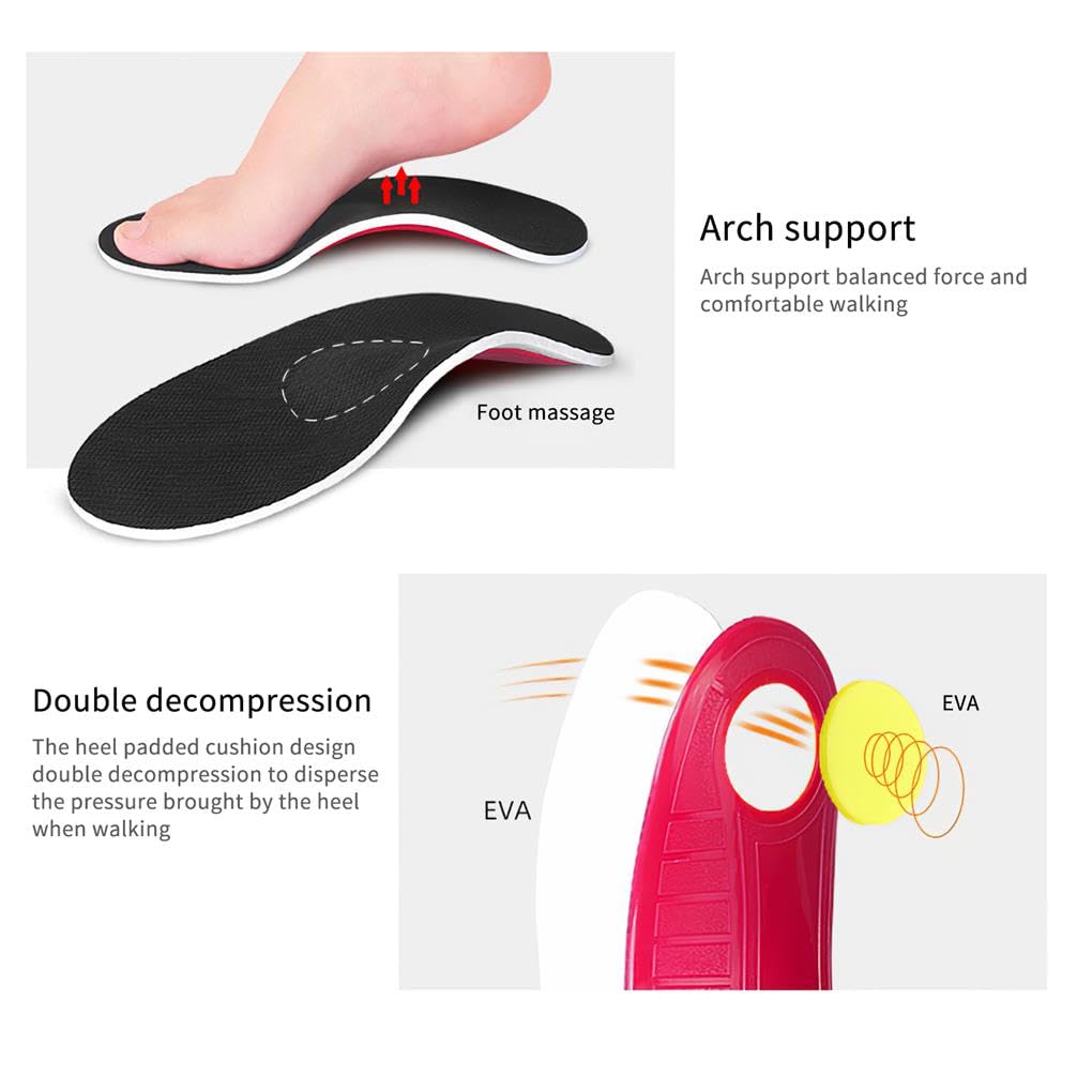 Juego de 10 plantillas de arco para zapatos de apoyo para el cuidado de la salud, color negro, mano de obra fina, diseño grueso, unisex, multiusos, pies planos, estilo 1