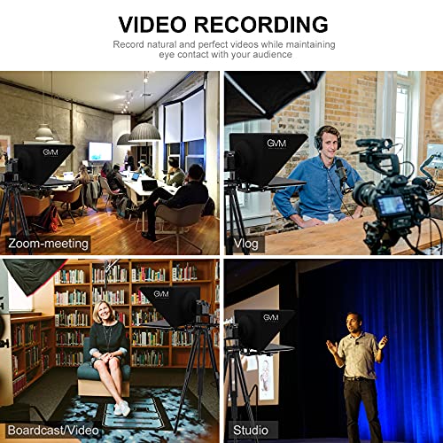 Image of GVM Teleprompters for Digital Cameras /camcorders Portable 18.5'' Teleprompter Kit with Remote Control & App,Solid Aluminum Constructions,Colorless Spectroscope,Ultra HD Wide-Angle Lens