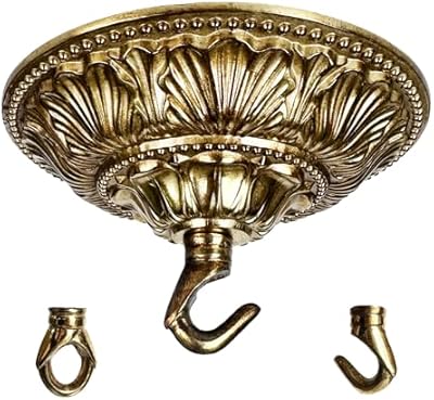 GRCERY 5.91″ All Copper Chandelier Replacement Parts Light Canopy Kit can Light Conversion Kit to Pendant as Ceiling Medallion, Ceiling Cover Plate with Hooks for Antique Brass Pe…