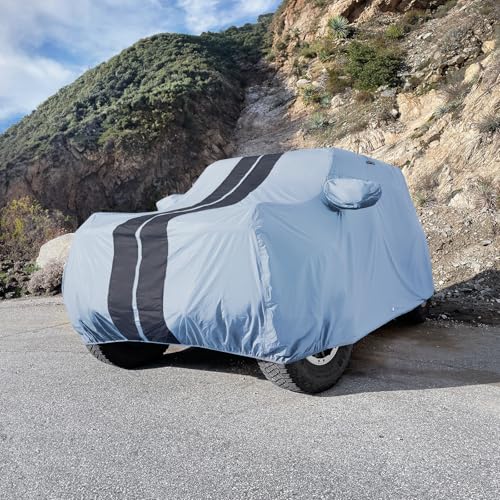 Image of iCarCover Premium SUV Cover for 2022-2026 BMW iX Heavy Duty Waterproof All Weather Automobiles Custom Fit Full Exterior Indoor Outdoor UV Snow Rain Protection Covers (Stripe - Gray /Black)