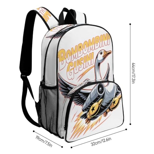 Bombombini-Gusini Merch Large Travel Backpack Italian-Brainrot Meme Waterproof Lightweight Daypack White 44x32x19cm2
