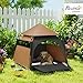 PawHut Haustierzelt, Outdoor Hundezelt, Katzenzelt mit Meshfenster, Tragetasche, Sonnendach, Tragbar Hundehütte für extra große und große Hunde, für Drinnen und Draußen, 120x120x106cm, Dunkelbraun