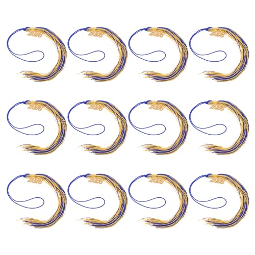 12 Borlas de Graduación 2026 Operitacx Azul y Dorado para Gorro con Dije 2